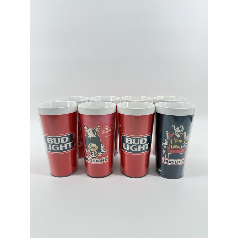 Lot Of 8 VNTG 1986 Spuds Mackenzie Bud Light Thermo Serv Mug Cup